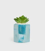 New Look Blue Faux Pearl Effect Hexagon Planter